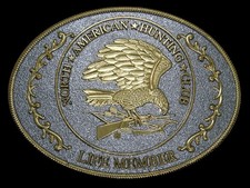 UE15134 NOS VINTAGE 1970s  NORTH AMERICAN HUNTING CLUB  MEMBER BELT BUCKLE