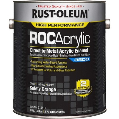 RUST-OLEUM 315510 Acrylic Enamel Coating,SafetyOrange,1gal 454H27
