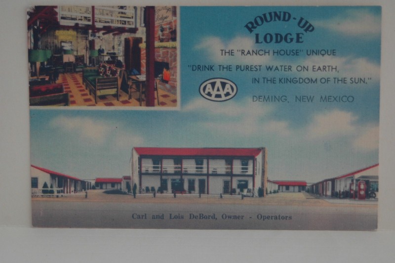 Round Up Lodge, Deming, New Mexico Vintage 2 View Postcard