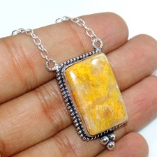 Huge Bumble Bee Jasper 925 Silver Plated Necklace 17