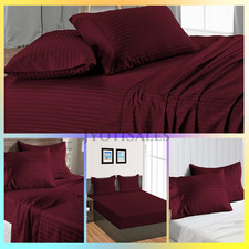 12" TO 30" Deep Pocket Sheets 1000 - 1200 TC Egyptian Cotton Wine Stripe