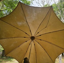 Vtg Umbrella Parasol Firenze Italian Leather Brown Case Fleur-de-Lis Italy