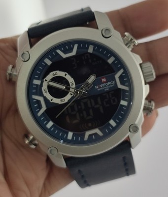 Naviforce Quartz Analog & Digital Dial Men Watch Leather Band ''Stay Punctual''