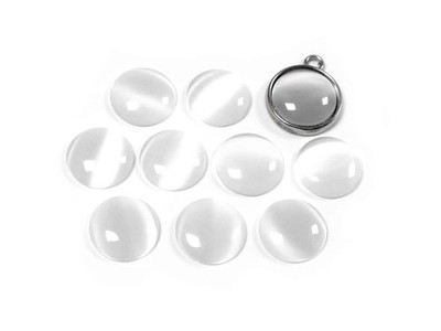 Cateye Cabochons aus Glas in weiß 12 mm 8 Stück von Vintageparts DIY-Schmuck