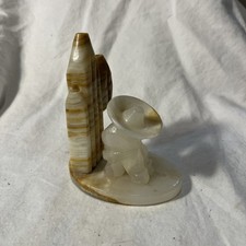 Vintage Mexican SOMBRERO  CACTUS Hand Carved Quartz, stone statue.