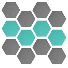 Hexagon Felt Board Tiles Set of 12 5.9"x6.7" Bulletin Boards with Push Pins