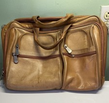 Heritage Briefcase/Laptop Bag leather VTG overnight bag many  pockets read Desc