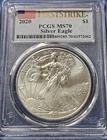A 2020 SILVER EAGLE PCGS MS70, FIRST STRIKE, FLAG