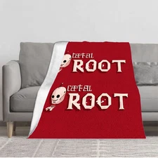 Cozy Red Flannel Blanket with Playful Smiling Face Design - Soft Warm 