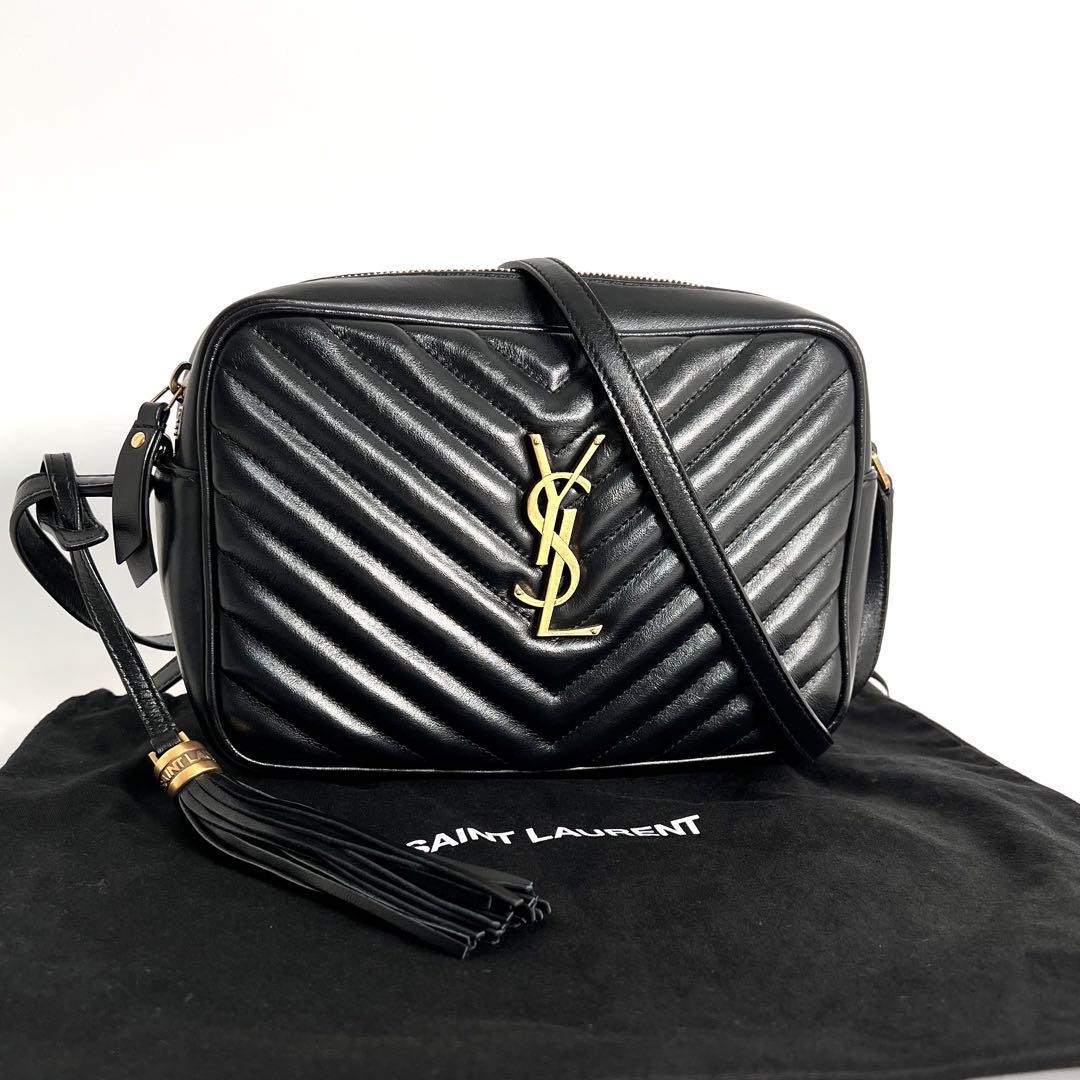 Saint Laurent Lou Camera Bag with V-Stitch Detail and Tassel Shoulder Strap