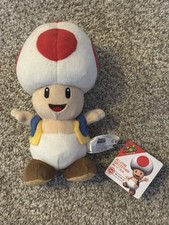 NWT GENUINE Super Mario Bros Red Toad Stuffed Plush All Star Little Buddy 8 In