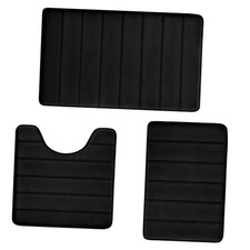 Bathroom Rugs Set Memory Foam Bath Rugs Non-Slip Bath Mat Set 3 Black