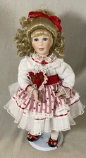 Paradise Galleries Doll Valerie Red White Dress Valentines Musical with Stand