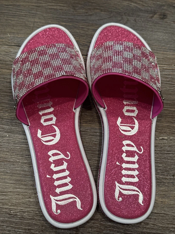 Sandalias Juicy Couture Slide Rosa Estrás NUEVAS Talla 8.5 Bling Foto 4 de 4