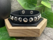 Punk Goth Bracelet Black Leather Spike Rivet Metal Studded Wristband B1699