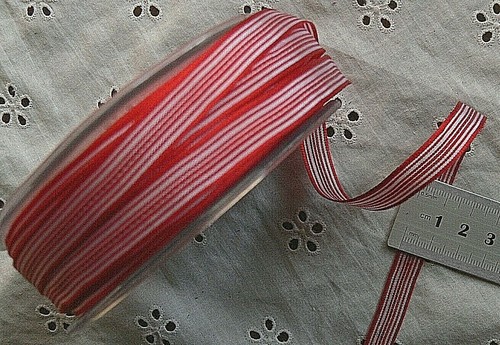 RED & WHITE Polyester 10-13mm Wide - 3 or 5 Metres - 3 Design Style Choice - Picture 9 of 10