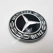 Front Hood Emblem Classic Black Flat Laurel Wreath Decal Badge For Mercedes Benz Front Hood Emblem Classic Black Flat Laurel Wreath Decal Badge For Mercedes Benz