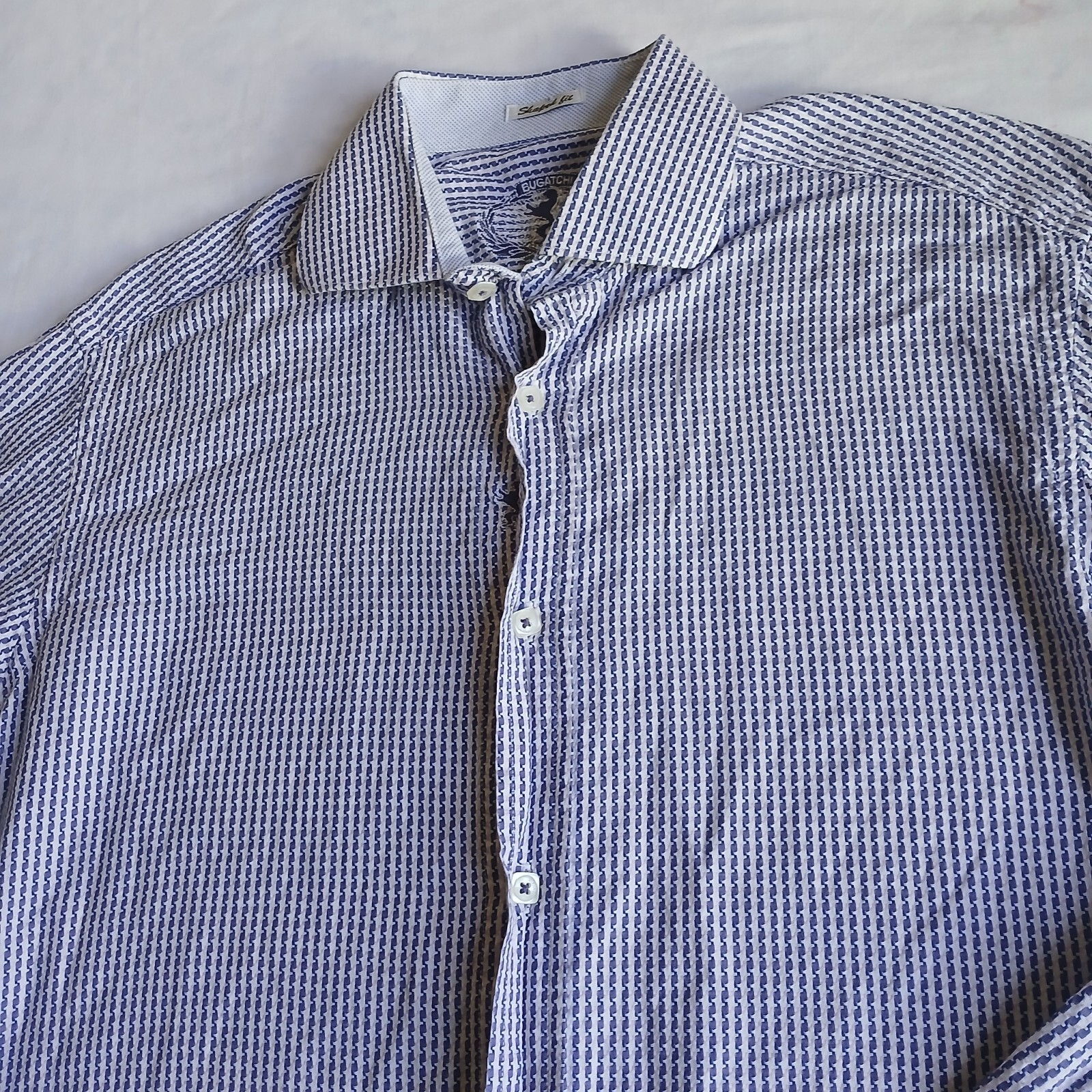Bugatchi Shirt Small Button Down Textured  Geomet… - image 1