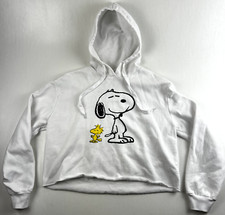 Peanuts Snoopy, Woodstock Cropped Pullover Hoodie Wht M 42" 4 Very minor marks