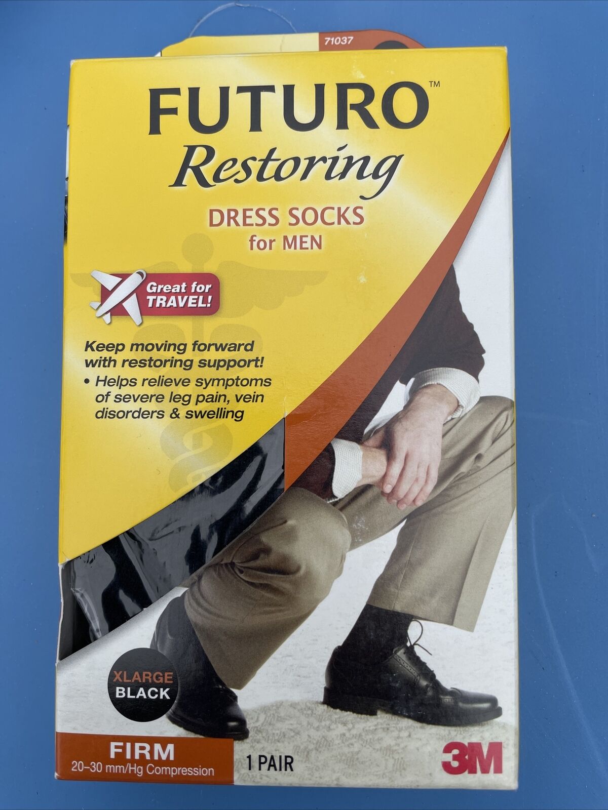  NEW Futuro Restoring Size Large BLACK Firm Compression Dress Socks Men 1 Pair