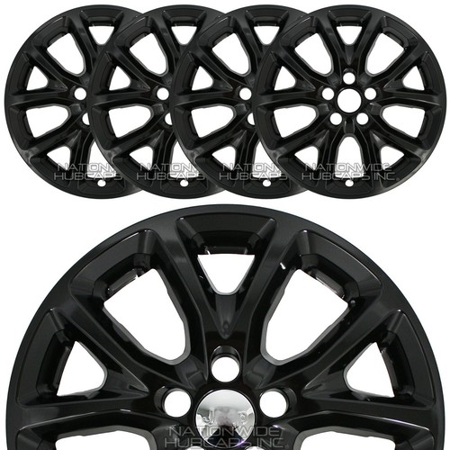 4 fits Jeep Cherokee 20142018 BLACK 17" Wheel Skins Hub Caps Snap On