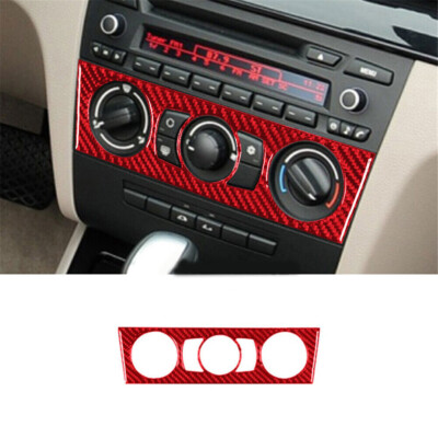 Red Carbon Fiber Interior Manual Climate Control Cover Trim For BMW E82 E88