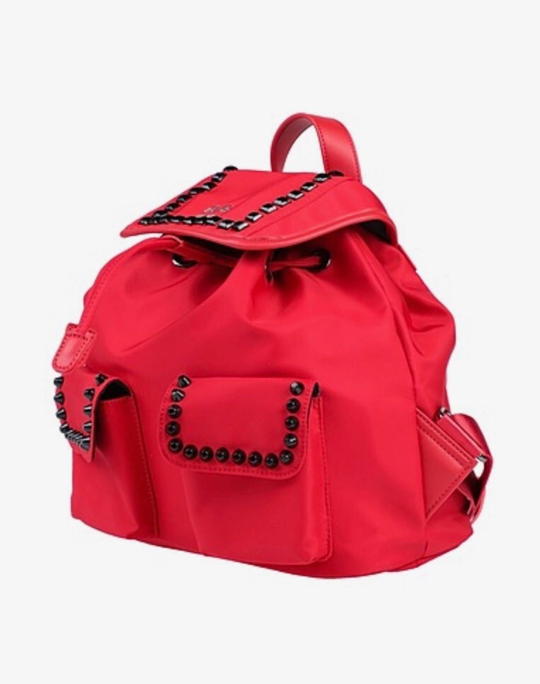 V 1969 Italia Bright Red Fabric Studded Backpack Bag NWT  display picture 2