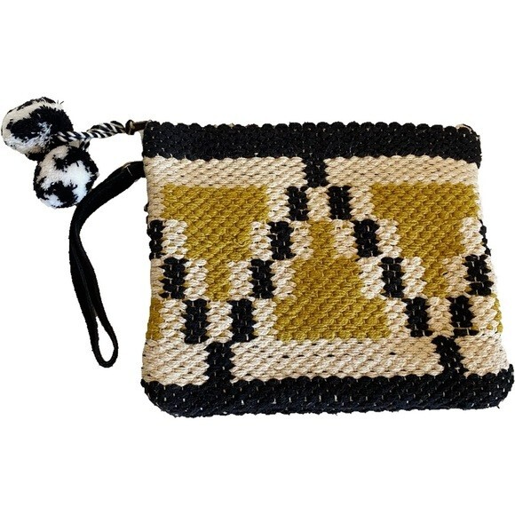 Bolso sin asas Love Stich Lima telar a mano Boho cierre con cremallera
