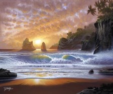 Ceramic Backsplash Tile Mural Beach Scene Kitchen/Bathroom/Shower - Golden Oasis