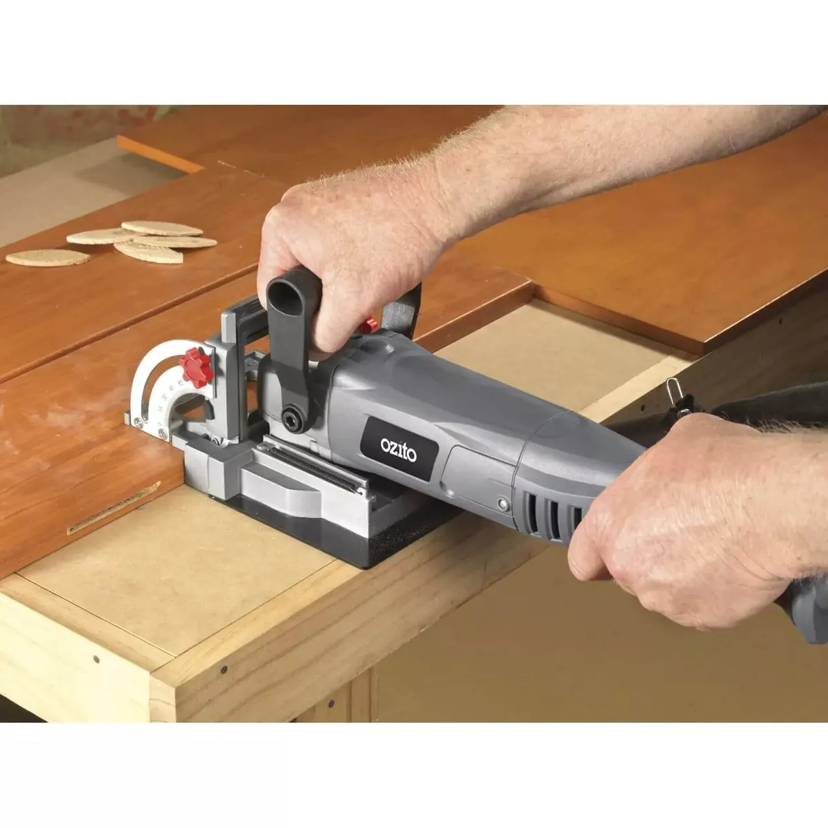 Ozito Biscuit Joiner Adjustable Fence Cutting Depth 1010W BJK