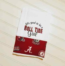 Handmade Alabama Roll Tide Embroidered Baby Burp Cloth - Girl, Boy, Baby or Fan