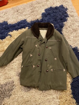 Vintage Double Breasted Japanese Military Jacket Sherpa Lined Vintage Double Breasted Japanese Military Jacket Sherpa Lined