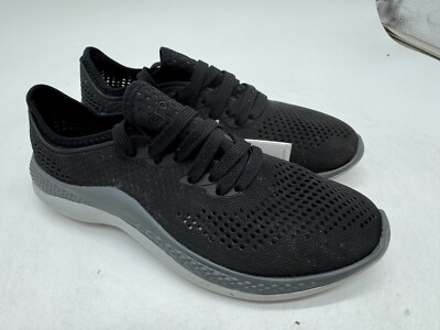 Crocs Literide 360 Pacer Shoes Women's Black Gray Lace-Up Low Top Sneakers - 7