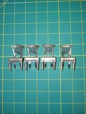 SIXTREES LTD PEWTER CHAIR'S . SET OF 4 MINATURE DOLL HOUSE FURNITURE 