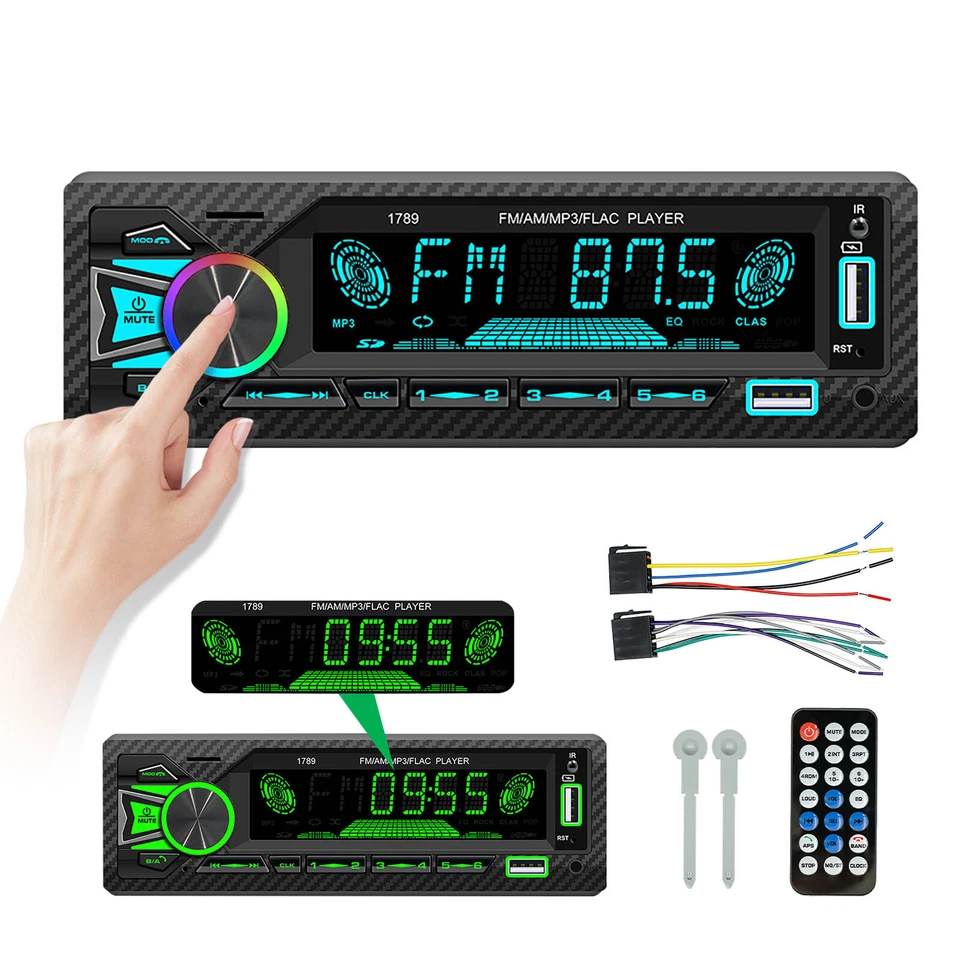 Radio Estereo Para Carro Auto MP3 Player 1 Din Bluetooth USB/SD/AUX/FM Receptor - Image 2 of 4