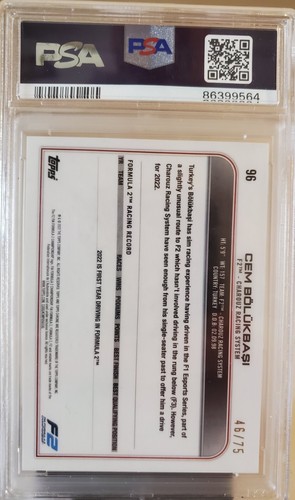 2022 Topps Chrome F1 CEM BOLUKBASI Refractor Green Ice Rookie Card PSA 9 #/75 SP - Picture 2 of 3