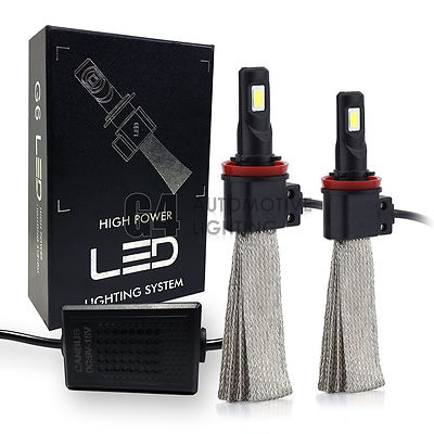 2x Fanless H11 H9 H8 Canbus LED Fog Light Conversion Kit 6000K Super White Bulbs