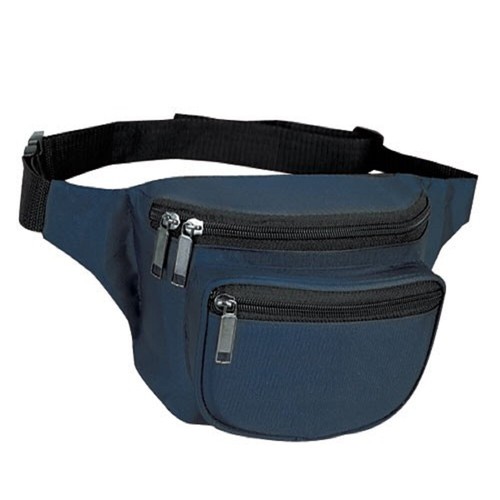 10 Pk Fantasybag Navy Blue 3-Zipper Fanny Pack - Afbeelding 2 van 2