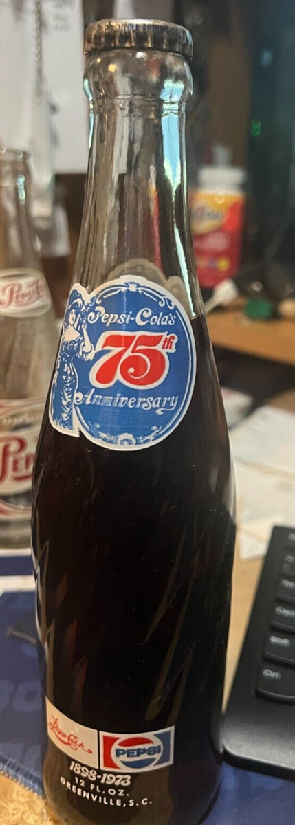 1973 PEPSI BOTTLE----12 FL OZ----75TH ANNIVERSARY--FULL | eBay