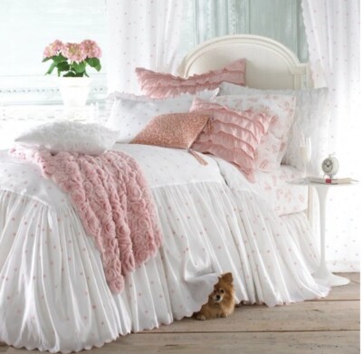 ISABELLA DUVET/BEDSPREAD TWIN~BY KATHY FIELDER~MOLLY BEDDING PINK POLKA DOT $958