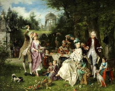 European aristocratic family party Oil painting Art printed on canvas L1317