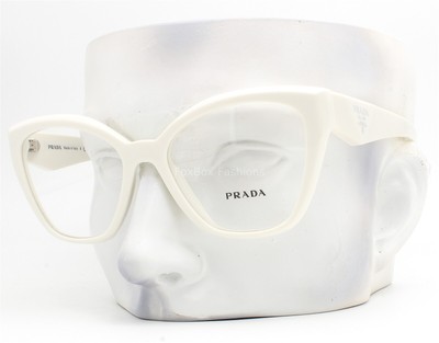 Prada Eyeglasses Glasses VPR 20Z 17K-1O1 Polished White Silver Logo 52mm w/case