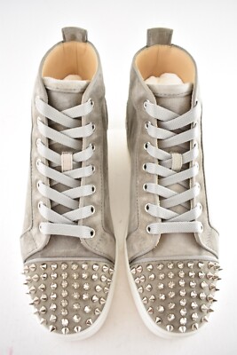 Christian Louboutin Mens Lou Spikes Orlato Flat Gres Grey High Top