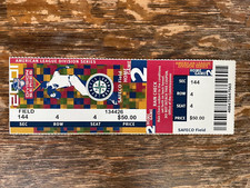 2001 ALDS Division Series Game 2 Ticket Seattle Mariners Edgar HR, Ichiro 1-3