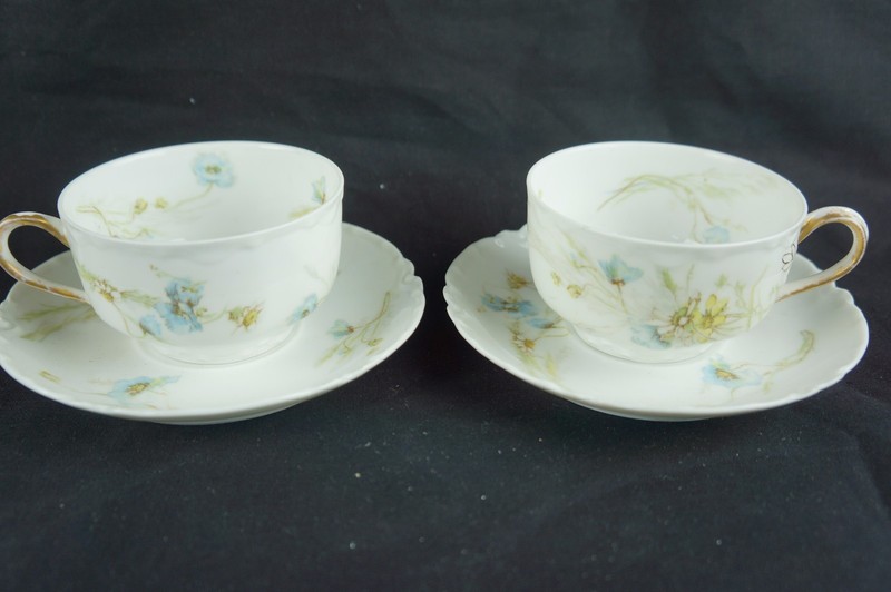 Antique pair marked porcelain cup / saucer, Limoges, Haviland [Y7-W6-A9]