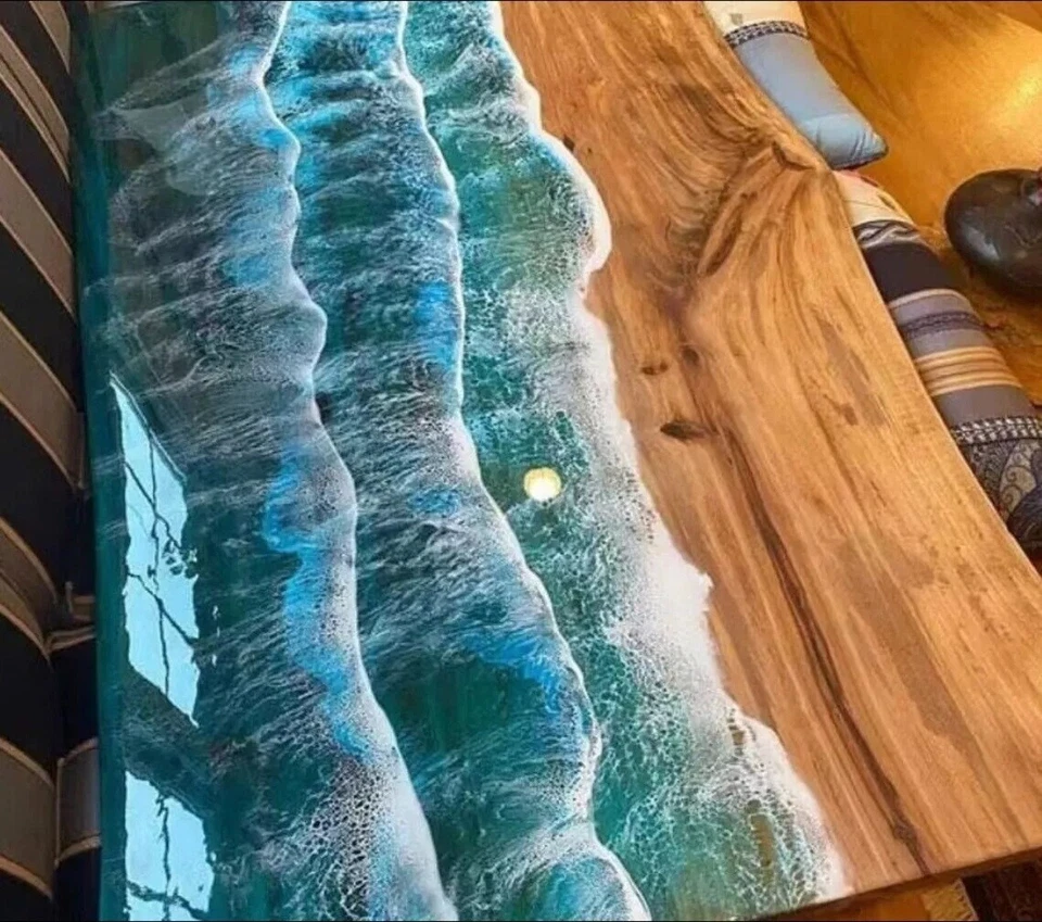 Ocean Epoxy Table, Epoxy Dining Table top, Epoxy Counter Top, Epoxy River Table - Image 2 of 4