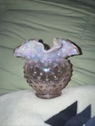 Fenton Pink Opalescent Iridescent Hobnail Rose Bowl Vase