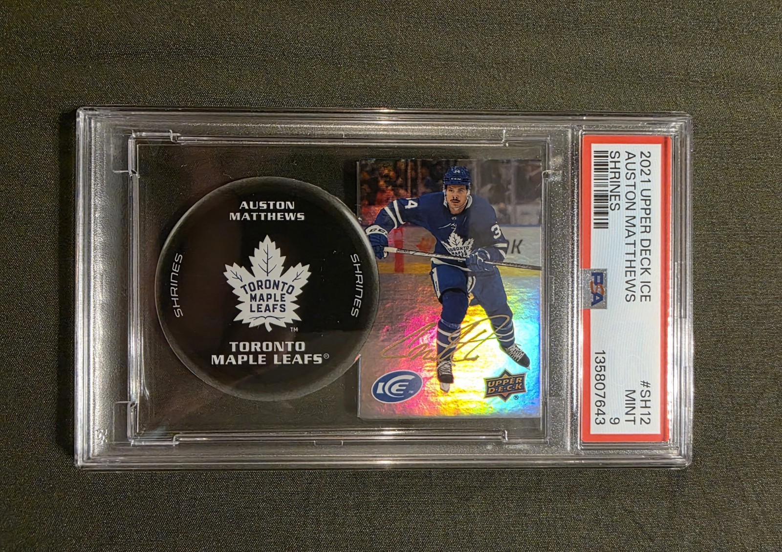 2021 Upper Deck Ice Auston Matthews Shrines PSA 9 view 1