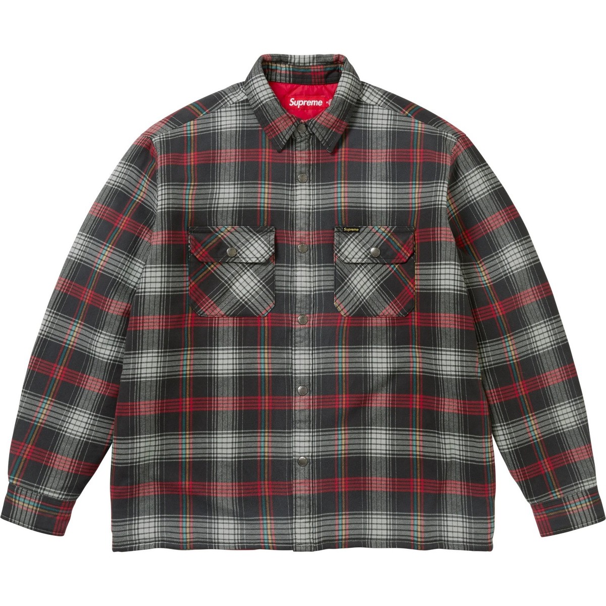 Supreme Quilted Lined Flannel Snap Shirt Black Green 2colors 26SS