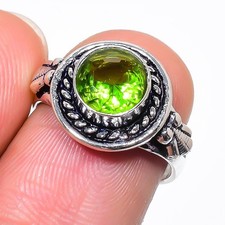 Green Peridot Gemstone Handmade 925 Sterling Silver All Size Ring For Gift